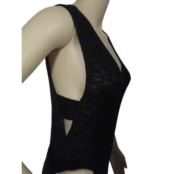 Express Small Ivory Slub Deep V-Neck Hi Lo Sleeveless Melange Tunic Sweater (4-6 - Picture 4 of 5